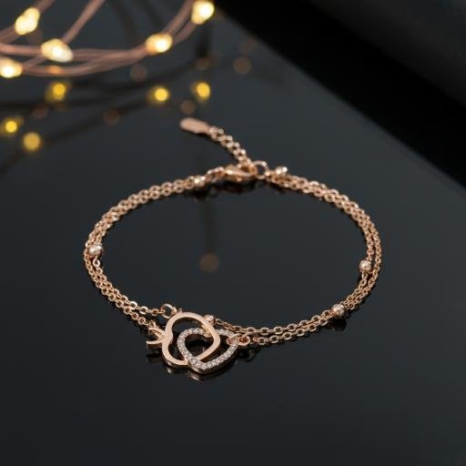 Interlocking Hearts Double Layer Bracelet - Rose Gold